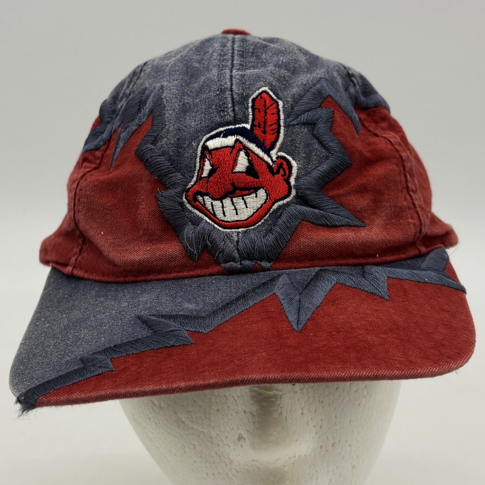 Drew Pearson Cleveland Indians Hat Mens OSFA Red Navy Good Chief Wahoo Sawtooth